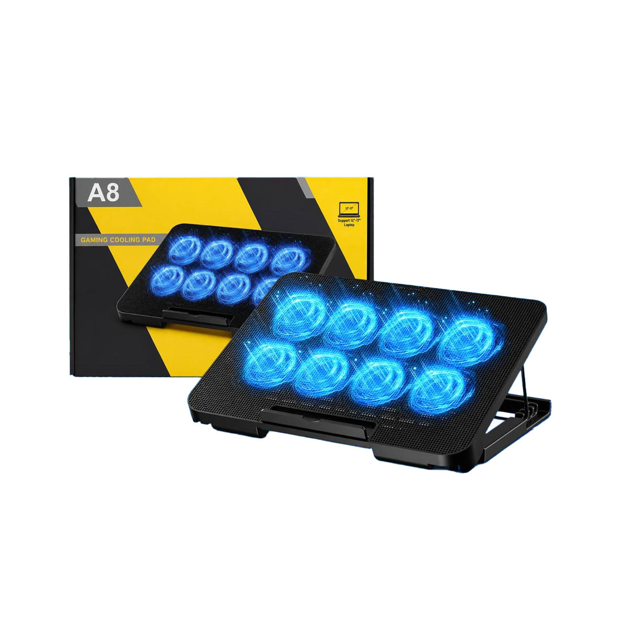 A8 8 FANs Gaming Laptop Cooling Pad  - GIVECOOL Accessories - Computer Shop Phnom Penh - HengLy Computer Cambodia
